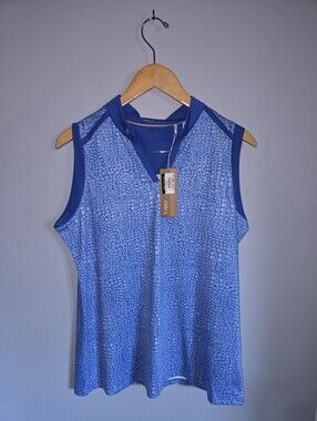 Nancy Lopez Golf Blue Sleeveless Mock Neck Women's Top